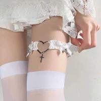 Leg Clip Heart Cosplay Suspender Japanese Ring Thigh Bell Bowknot Lace Ruffled Women Belt Garter Lolita Harajuku Sexy