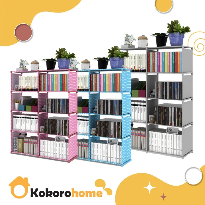 KOKORO Korean DIY 5 Tiers 8 Columns Book Shelf Storage Rack Home Office