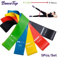 BraceTop 5Pcs/Set Resistance Loop Exercise Bands  Fitness Elastic Band Resistance Band Gym Yoga Pull Tpe Hip Training Supplies Exercise Bands