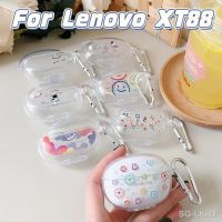 For Lenovo XT88 Smile Floral Spaceman Soft TPU Transparent Bluetooth Earphone Case with Buckle Anti-fall Protective Cover