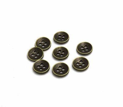 Sewing Button 50pcs Metal Buttons Round Antique Bronze 4 Holes 11.0mm( 3/8 quot;)Dia