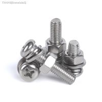 ☾❐ 20/10sets M3 M4 M5 M6 Gb818 304 Stainless Steel Cross Recessed Pan Head Screws Phillips Screws Bolts With Nut Washer