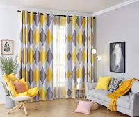 Modern Nordic Simplicity Yellow Geometric Printed Curtain Living Room Bedroom Home Decoration Polyester Window Curtains