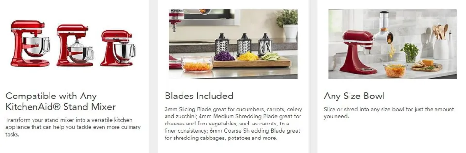 KitchenAid Fresh Prep Slicer/Shredder Attachment, White, 3mm-6mm Blades -  KSMVSA
