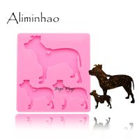 DY0103 Shiny Dog family keychains mold Clay DIY dog Mom/baby Jewelry Making glitter epoxy Key Chain Silicone mold Bread Cake  Cookie Accessories