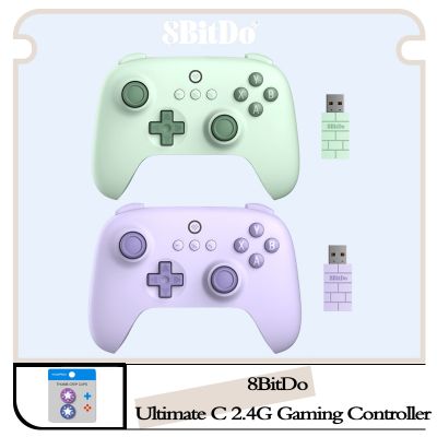 8Bitdo Ultimate C 2.4G เกมแพดไร้สายและจอยเกมแบบมีสายสำหรับ Windows,,ดาดฟ้าไอน้ำและราสเบอร์รี่ Pi