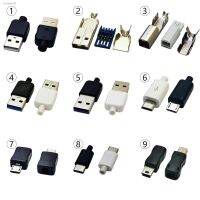 ﹊ 10Sets 9Type DIY High speed USB Connector Assembly Welding Type Type C Male Jack Phone Tail Charging Socket Electric Terminal