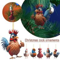 Christmas Chicken Ornaments Cute Cartoon Acrylic Christmas Decoration Home X1Z5