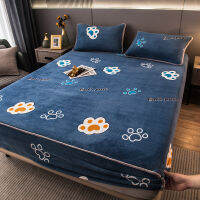 Velvet Double Bed Mattress Protector Cover Winter Plush Warm Soft Elastic Fittted Sheet Bed Linen 90 160*200 Couple Children