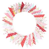 MA1MBB 12M 42 Pennant Flags Floral Fabric Bunting Personality Wedding Birthday Party Christmas Decoration Garden Banner Garland