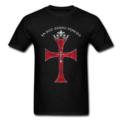 Arrival Knights Templar Cross Print Tshirt Stylish Men Black Red T Shirt Cartoon Vintage Pattern For Christian