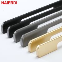 NAIERDI Gold Black Long Furniture Handle Kitchen Handle Cabinet Knobs and Handles Aluminium Alloy Wardrobe Door Pull Hardware Door Hardware Locks