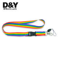 Rainbow Stripes Lanyard สายคล้องคอเชือกศัพท์มือถือ ID Card Badge ผู้ถือพวงกุญแจ Keyring Anti-Lost 12Pcs Designer