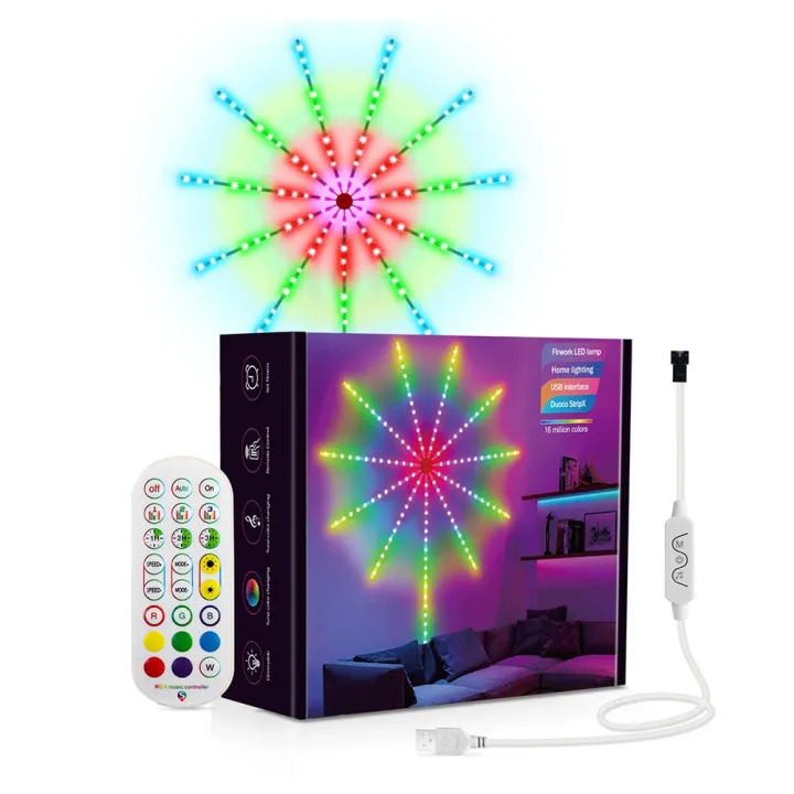 Firework Led Strip Light Kit With Music Sound Remote Control Neon