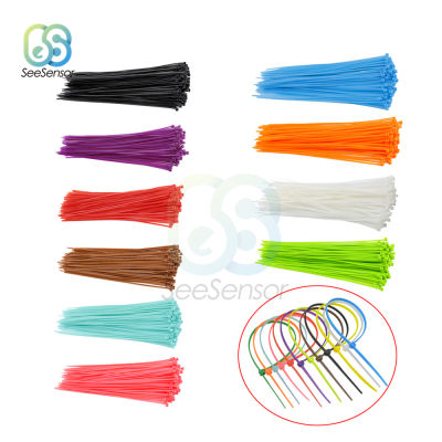 100 ชิ้น 150 มิลลิเมตร Self - locking Nylon Cable Ties ลวดพลาสติก Zip Tie Binding Wrap สายรัดยึดสายห่วง 12 สี-Yrrey