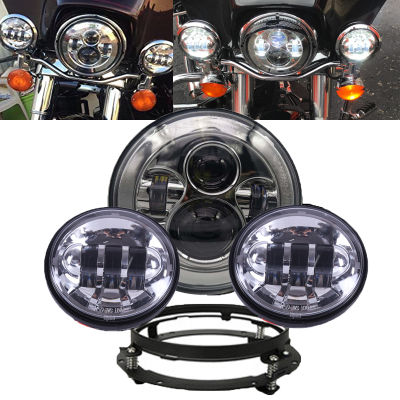 For Motorcycle Light Electra Glide Softail Fat Boy Touring Road King Ultra Limited 7 Inch Motor LED Headlight 4.5 Fog Lamps