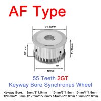 【hot】۩∈┅  1Pc 55Teeth 2GT GT2 Timing Pulley Type Bore 8/10/12/12.7/14/15mm Synchronous Width 7/11mm Idler