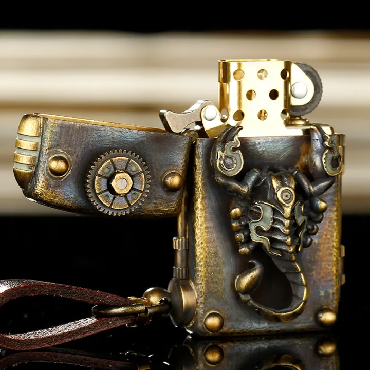 LighterzippoGenuine Fluorescent Scorpion Pure Copper Zippo Kerosene Men