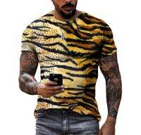 Tiger Pattern 3d Printed T-Shirt Summer MenS Personality Fashion Large Size Hip Hop Short Sleeve O-Neck All-Match Quick Dry Top