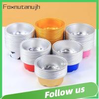 FOXNUTANUJH 10PCS การอบขนาดเล็ก ทนความร้อนทน ถาดรองแก้ว เครื่องทอดอากาศ ภาชนะใส่ขนมขนาดเล็ก กล่อง Tinfoil แม่พิมพ์เค้กพุดดิ้ง ถ้วยขนมหวาน ถ้วยดีบุกอลูมิเนียมฟอยล์ ถ้วยคัพเค้กมัฟฟิน