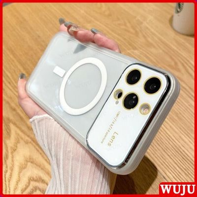 Wuju เคสโทรศัพท์มือถือแบบนิ่ม ใส กันกระแทก มีแม่เหล็กติดหน้าต่าง ขนาดใหญ่ สําหรับ iPhone 12 13 14 7 8