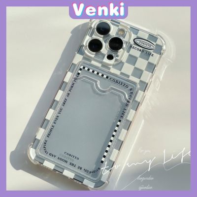 VENKI - เคสไอโฟน11 เคส สำหรับ iPhone 14 Pro Max ผู้ถือบัตรโปร่งใสปกหลังการ์ดเก็บกระดานหมากรุกป้องกันกล้องกันกระแทกสำหรับ iPhone 14 13 12 11 Plus Pro Max 7 Plus X XR
