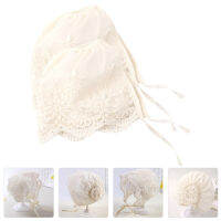 OULII 2pcs เด็กผู้หญิง Bonnet baby bonnet ทารกแรกเกิดหัวห่อของขวัญสำหรับการอุทิศเด็ก