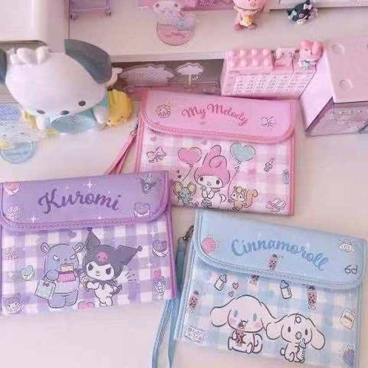 new-sanrio-cartoon-anime-wallet-hello-kitty-kuromi-my-melody-multifunctional-id-storage-bag-fold-versatile-cute-fresh-girl-gifts