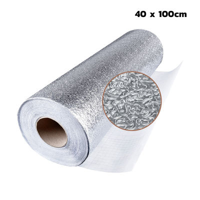 สติกเกอร์ฟอยล์อลูมิเนียม self adhesive Wallpaper กระเบื้องโมเสกสติ๊กเกอร์ติดฝาผนัง กันน้ำมันกระเด็น ใช้สำหรับติดผนังห้องครัว 40x100cm moisture-proof aluminum foil paper