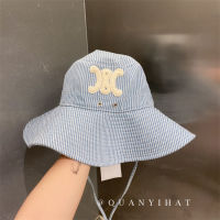 2023 CELINˉesummer new striped fisherman hat Versatile casual mask embroidered hat bucket basin hat