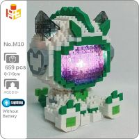 PN M10 Space Astronaut Dragon Monster Spaceman Sit Doll LED Light 3D Mini Diamond Blocks Bricks Building Toy for Children no Box