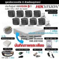 Set8ตัว#HIKVISIONบันทึกเสียง +ภาพสีกลางวัน ขาวดำกลางคืน (ชุดช่าง)