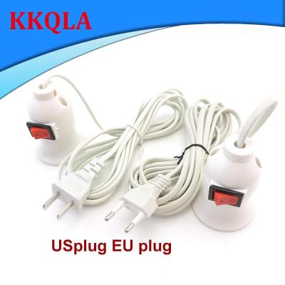 QKKQLA 2.5m AC Power Cord Cable E27 LED Lamp bulb Bases EU US Socket wall hanging Holder switch wire extension for Pendant Hanglamp