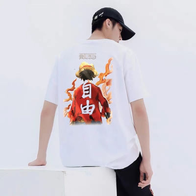 [มีสินค้า]เสื้อยืดอะนิเมะ One Piece สำหรับผู้ชาย พิมพ์ลายด้านหลัง หนึ่งชิ้น เสื้อแฟชั่นเกาหลี OP1