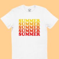 การออกแบบเดิมเสื้อยืดลาย SUMMER ฤดูร้อน คอกลม แขนสั้น มีหลายสี ไซส์ S-2XLS-5XL