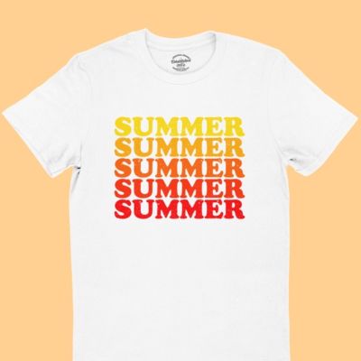 การออกแบบเดิมเสื้อยืดลาย SUMMER ฤดูร้อน คอกลม แขนสั้น มีหลายสี ไซส์ S-2XLS-5XL