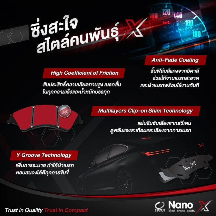 compact-ผ้าเบรคหน้า-honda-brio-1-2-brio-amaze-11-15-mobilio-14-รหัส-378