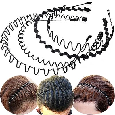【CC】 Men Metal Wavy Headband Invisible Female Back Non-slip Hairband Bangs Holder Hair Accessories