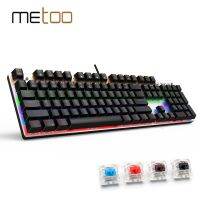 Metoo Gaming Mechanical Keyboard 87104 Anti-Ghosting Luminous Blue Red Black Switch Backlit LED คีย์บอร์ดแบบมีสาย Russian Sticker