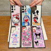 เคส A53แผ่นไฟฟ้าทำจากเงินลายการ์ตูนมิกกี้เฮลโลคิตตี้,เคสโทรศัพท์ Samsung Galaxy S23 S21 S22 A54พิเศษ A14 A34