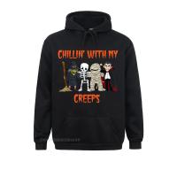 Chillin With My Creeps Halloween Funny Graphic Hoodie Gothic Clothes Men Hoodies Harajuku Mens Sweatshirts Plain Size XS-4XL