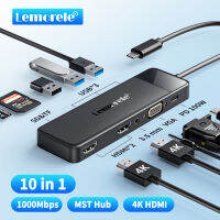 Lemorele USB C แท่นวางมือถือสำหรับแล็ปท็อป10 In 1 Triple จอภาพแสดงผลอะแดปเตอร์ W/ 4K Dual HDMI, 1080P VGA 3 USB3.0/2.0 Tf/sd 2.0 3.5Mm Audio 100W PD สำหรับ MacBook, HP Dell Lenovo โยคะฯลฯ