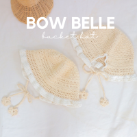 Bow belle bucket hat หมวกบักเก็ตผูกโบว์ หมวกไหมพรมผูกโบว์ หมวกไหทพรมสีครีม