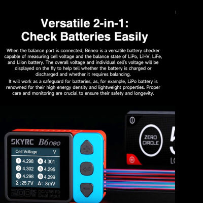 Original SkyRC B6neo LiPo แบตเตอรี่ BALANCE Charger AC 80W DC 200W Multi-Function สมาร์ท PD PCH-150ชาร์จ DO discharger