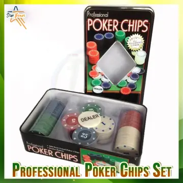 Cardinal Professional Poker Chips 100 Poker Chips & Dealer Chip in Tin Case