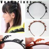 คู่ Bangs กิ๊บดำติดผม Hairband Unisex Hairdo Multi-ชั้นที่คาดศีรษะแบบทอเครื่องมือจัดแต่งทรงผมอุปกรณ์เสริม