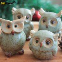 Green Brown Owl Ceramic Home Accessories Porcelain Home Cute Pottery Figurine Desktop Decoration Decore Decor