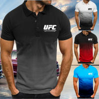 UFC Ultimate Fighting Championship MMA Gym Boxing Men Gradient Polo Shirt Golf Casual Sportswear Short-sleeved Shirt Collar Polo Shirt Quick-drying Casual T-shirt