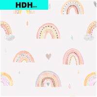 Watercolor Rainbow Peel and Stick Wallpaper Cute Removable Self-Adhesive Colorful Contact Paper for Nursery Kids Room Decor