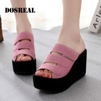 DOSREAL Wedge Sandals For Women On Sale Korean Slippers With Heels Slip On Summer Ladies Platform Sandals